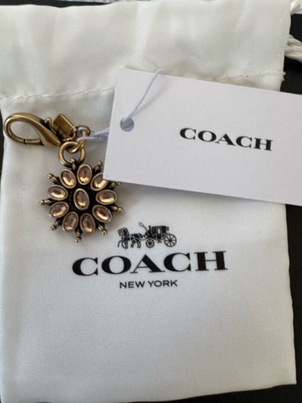 Coach Crystal Flower Charm with Coach Mini-Dustbag
